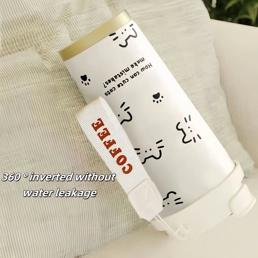 CAT DESIGN COFFEE THERMOS – 500ML 🐱☕✨