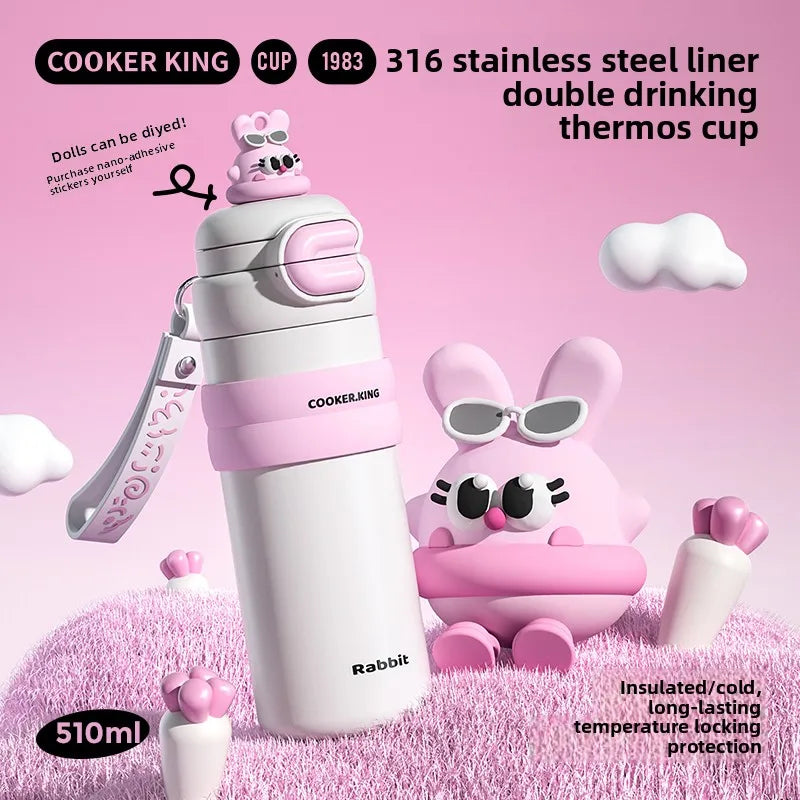 BUNNY THEMED 510ML DUAL-USE THERMOS 🐰☕💖