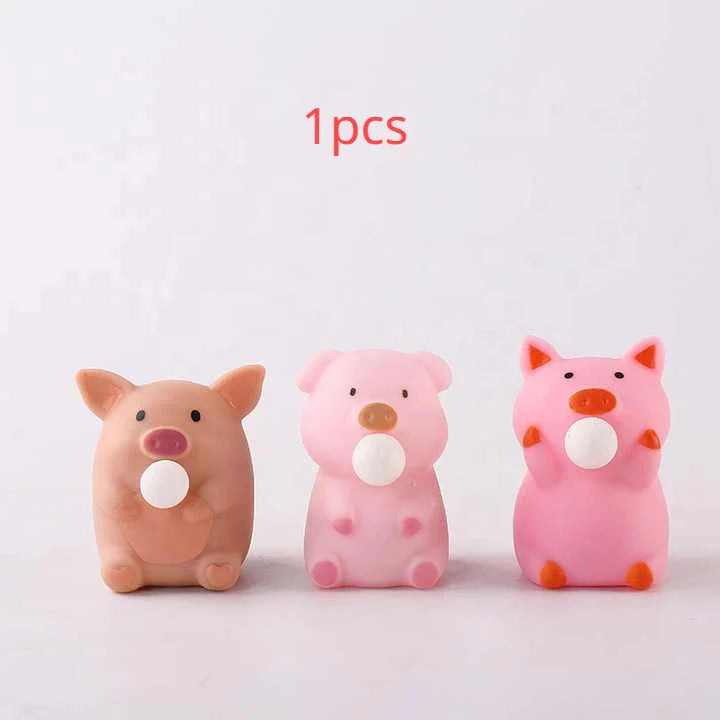 BALLOON-CHEWING BEAR & PIGGY STRESS FIGURE 🧸💗🌈