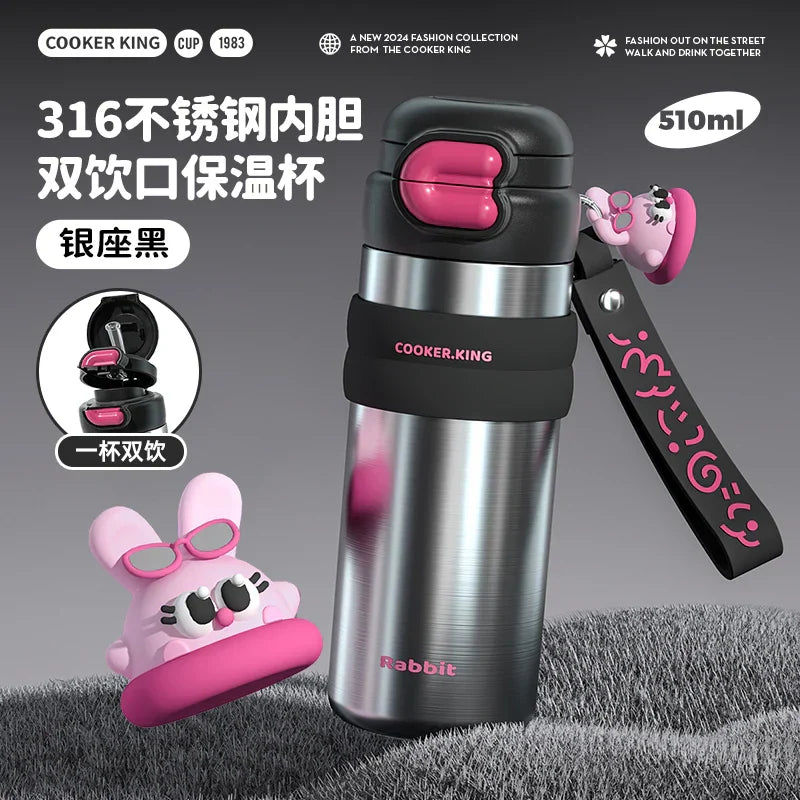 BUNNY THEMED 510ML DUAL-USE THERMOS 🐰☕💖