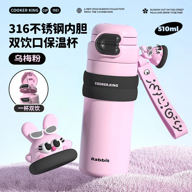 BUNNY THEMED 510ML DUAL-USE THERMOS 🐰☕💖