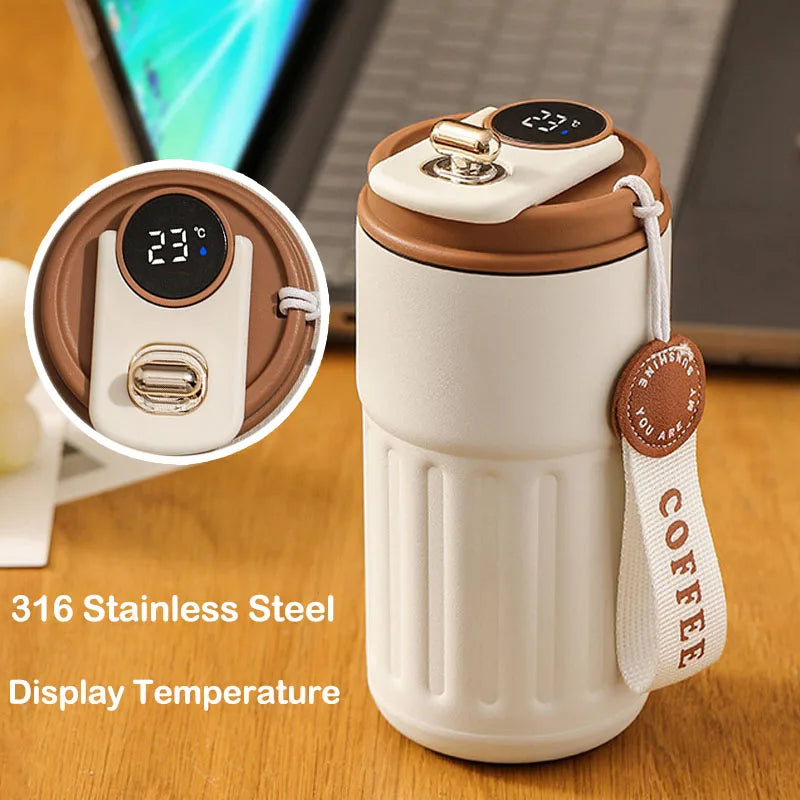 RETRO DESIGN DIGITAL DISPLAY THERMAL BOTTLE – 600ML ☕🎩✨