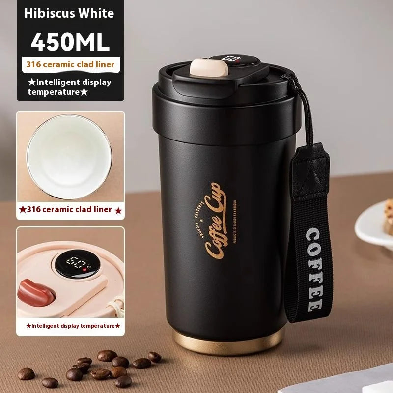 COFFEE-THEMED THERMAL CUP – 450ML ☕🌟